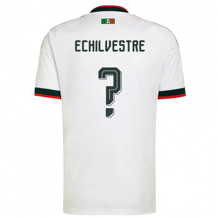 Danxen Hombre Camiseta México Juan Echilvestre #0 Blanco Borgoña Verde 2ª Equipación 26-28 La Camisa México