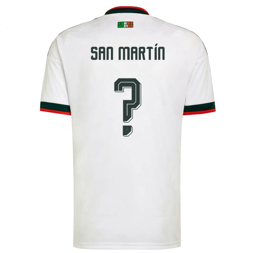 Danxen Hombre Camiseta México Uziel San Martín #0 Blanco Borgoña Verde 2ª Equipación 26-28 La Camisa México
