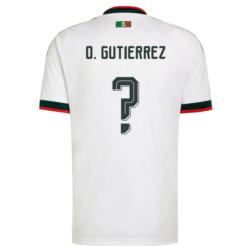 Danxen Hombre Camiseta México Orlando Gutiérrez #0 Blanco Borgoña Verde 2ª Equipación 26-28 La Camisa México