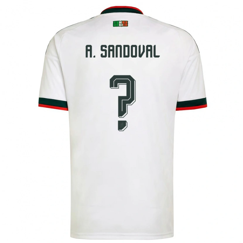 Danxen Hombre Camiseta México Axel Sandoval #0 Blanco Borgoña Verde 2ª Equipación 26-28 La Camisa México