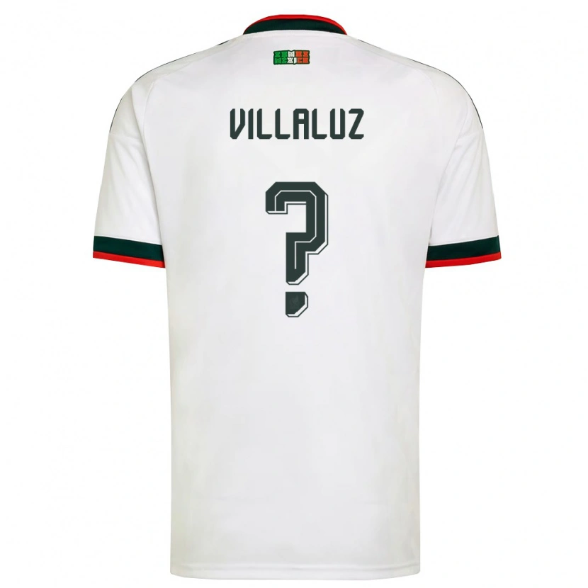 Danxen Hombre Camiseta México César Villaluz #0 Blanco Borgoña Verde 2ª Equipación 26-28 La Camisa México