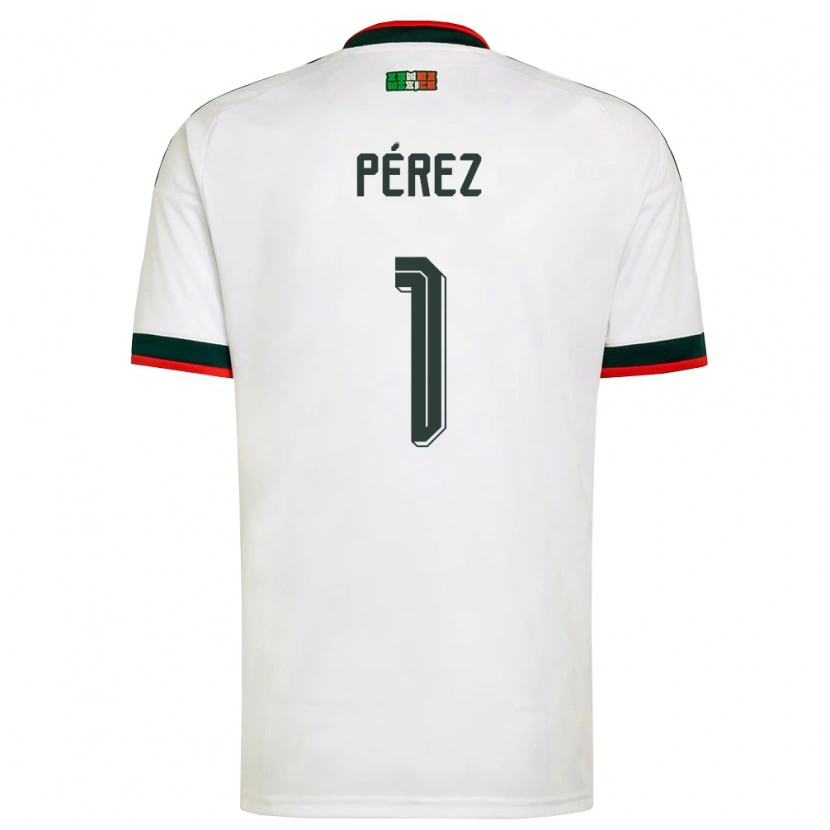 Danxen Hombre Camiseta México Emiliano Perez #1 Blanco Borgoña Verde 2ª Equipación 26-28 La Camisa México