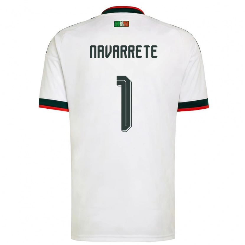 Danxen Hombre Camiseta México Cristo Navarrete #1 Blanco Borgoña Verde 2ª Equipación 26-28 La Camisa México