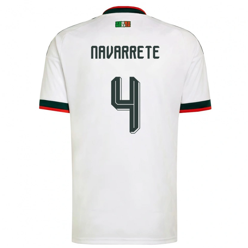 Danxen Hombre Camiseta México Luis Navarrete #4 Blanco Borgoña Verde 2ª Equipación 26-28 La Camisa México
