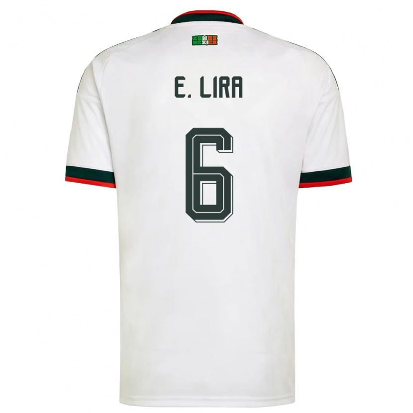 Danxen Hombre Camiseta México Érik Lira #6 Blanco Borgoña Verde 2ª Equipación 26-28 La Camisa México