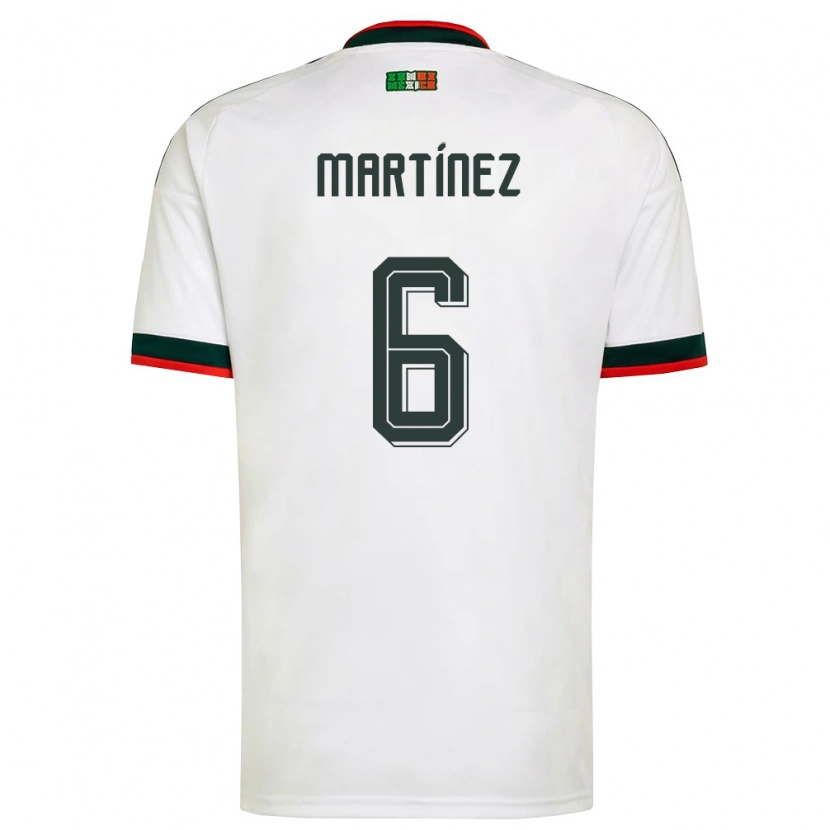 Danxen Hombre Camiseta México Kenneth Martínez #6 Blanco Borgoña Verde 2ª Equipación 26-28 La Camisa México