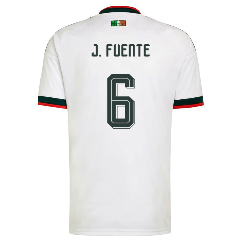 Danxen Hombre Camiseta México Jonathan De La Fuente #6 Blanco Borgoña Verde 2ª Equipación 26-28 La Camisa México