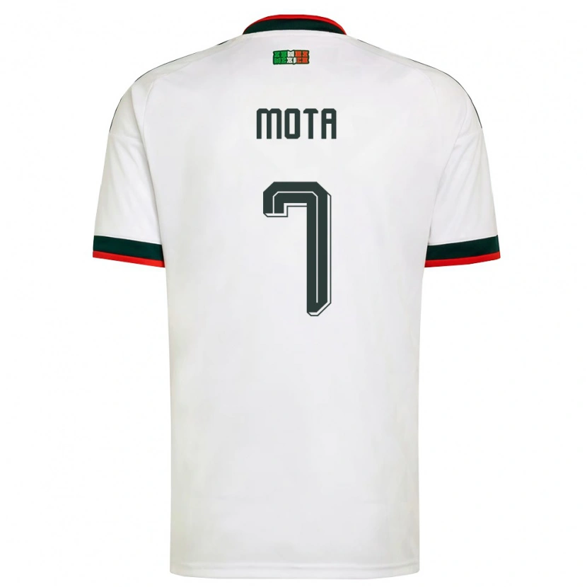 Danxen Hombre Camiseta México Noé Mota #7 Blanco Borgoña Verde 2ª Equipación 26-28 La Camisa México
