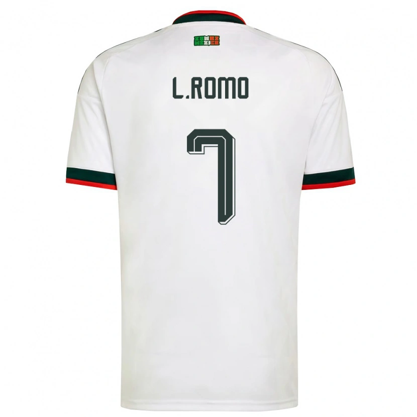 Danxen Hombre Camiseta México Luis Romo #7 Blanco Borgoña Verde 2ª Equipación 26-28 La Camisa México
