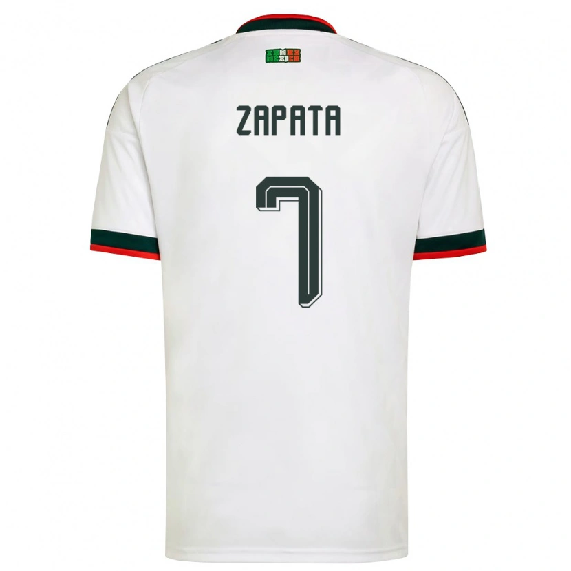 Danxen Hombre Camiseta México Angel Zapata #7 Blanco Borgoña Verde 2ª Equipación 26-28 La Camisa México