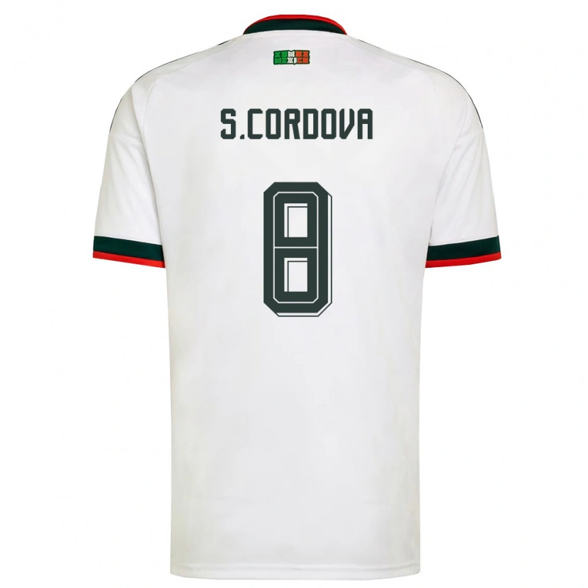 Danxen Hombre Camiseta México Sebastian Cordova #8 Blanco Borgoña Verde 2ª Equipación 26-28 La Camisa México