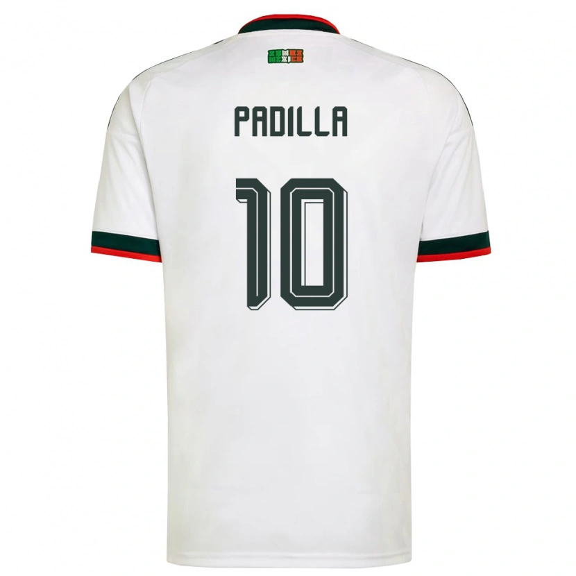 Danxen Hombre Camiseta México Yael Padilla #10 Blanco Borgoña Verde 2ª Equipación 26-28 La Camisa México