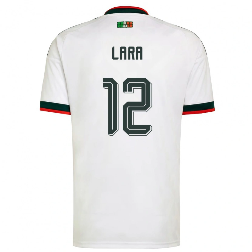 Danxen Hombre Camiseta México Pablo Lara #12 Blanco Borgoña Verde 2ª Equipación 26-28 La Camisa México