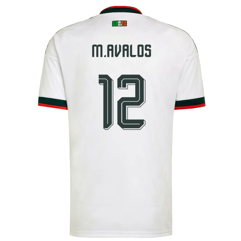 Danxen Hombre Camiseta México Marcelo Ávalos #12 Blanco Borgoña Verde 2ª Equipación 26-28 La Camisa México