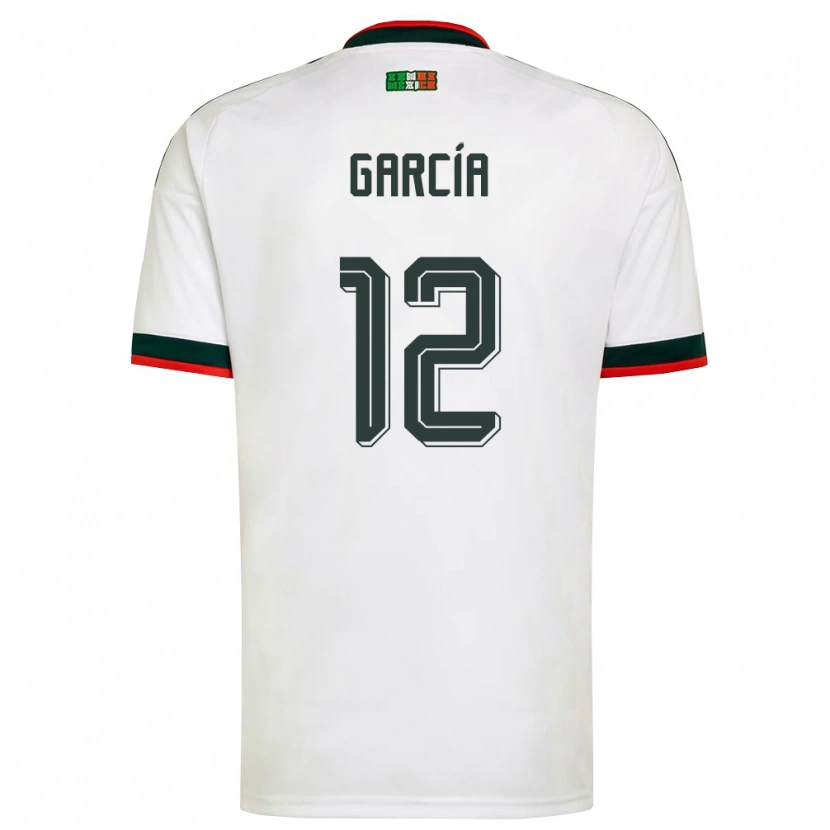 Danxen Hombre Camiseta México Eduardo Garcia #12 Blanco Borgoña Verde 2ª Equipación 26-28 La Camisa México