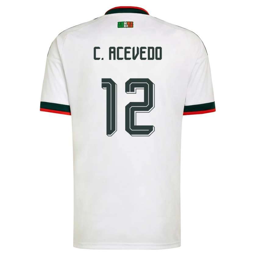 Danxen Hombre Camiseta México Carlos Acevedo #12 Blanco Borgoña Verde 2ª Equipación 26-28 La Camisa México