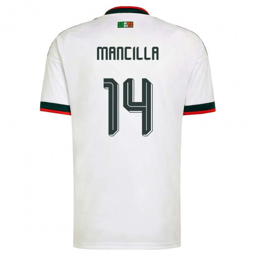 Danxen Hombre Camiseta México José Mancilla #14 Blanco Borgoña Verde 2ª Equipación 26-28 La Camisa México