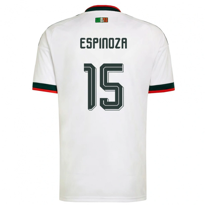Danxen Hombre Camiseta México Greta Espinoza #15 Blanco Borgoña Verde 2ª Equipación 26-28 La Camisa México