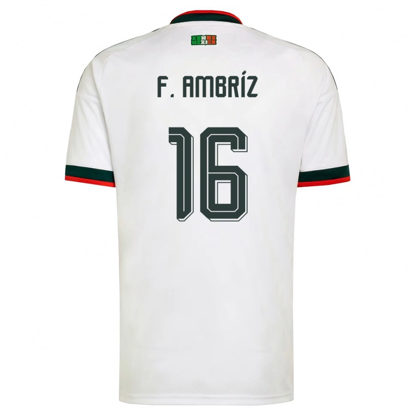 Danxen Hombre Camiseta México Fidel Ambríz #16 Blanco Borgoña Verde 2ª Equipación 26-28 La Camisa México