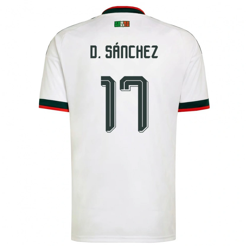 Danxen Hombre Camiseta México Diego Sánchez #17 Blanco Borgoña Verde 2ª Equipación 26-28 La Camisa México