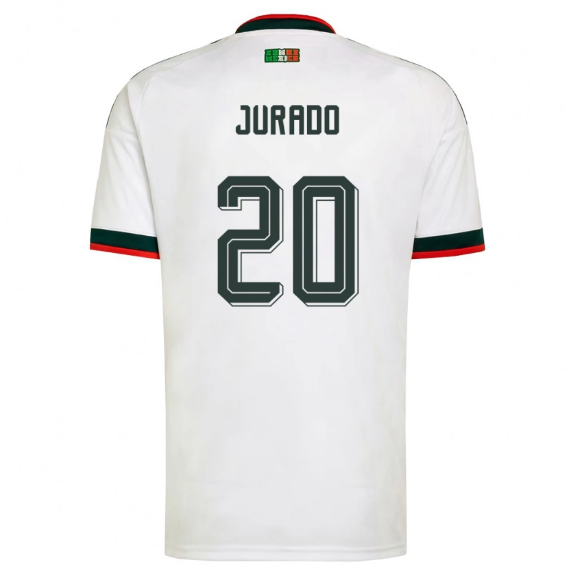 Danxen Hombre Camiseta México Heriberto Jurado #20 Blanco Borgoña Verde 2ª Equipación 26-28 La Camisa México
