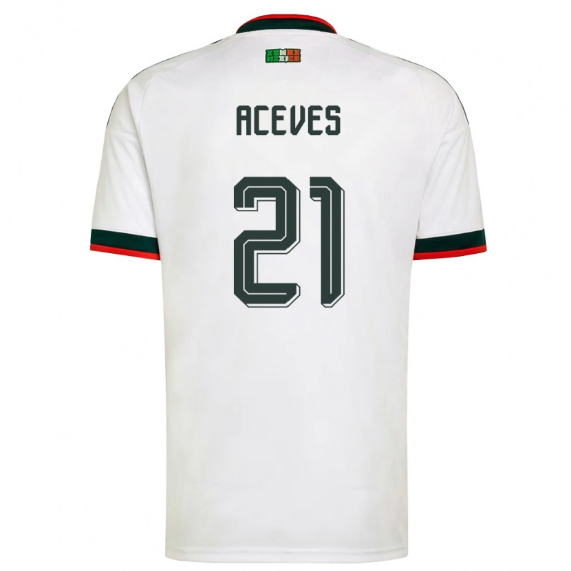 Danxen Hombre Camiseta México Daniel Aceves #21 Blanco Borgoña Verde 2ª Equipación 26-28 La Camisa México
