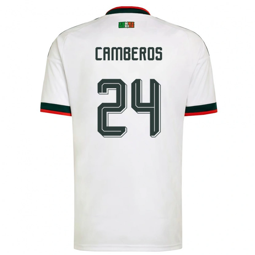 Danxen Hombre Camiseta México Scarlett Camberos #24 Blanco Borgoña Verde 2ª Equipación 26-28 La Camisa México