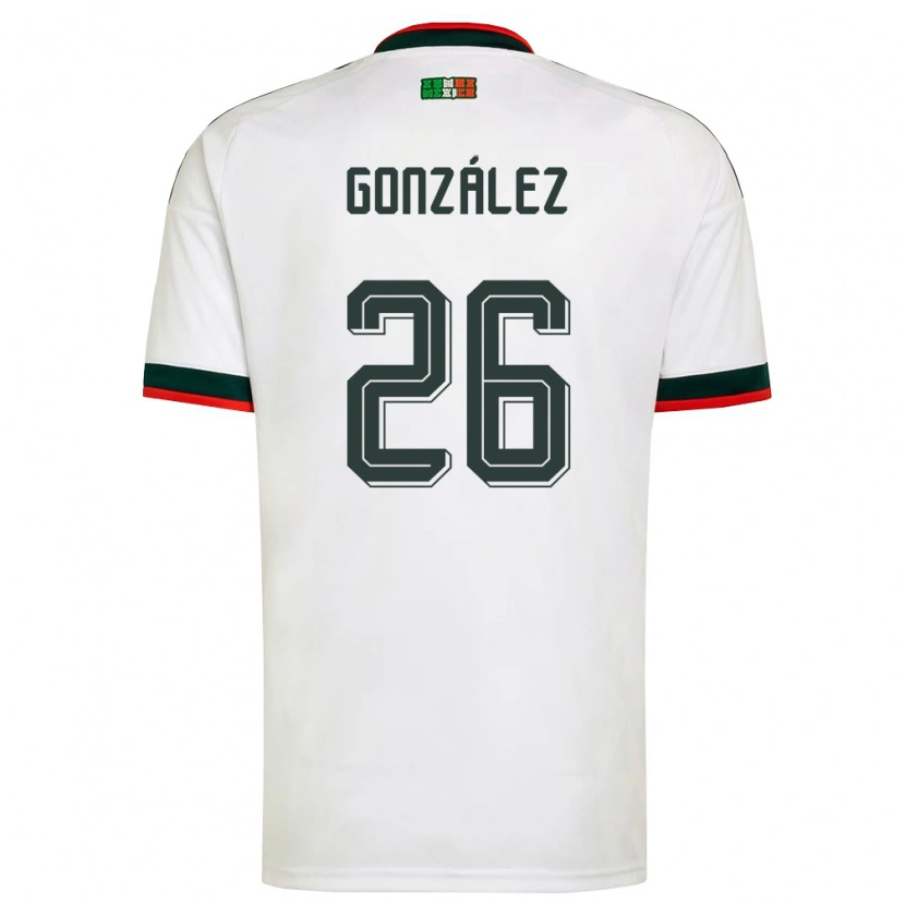 Danxen Hombre Camiseta México Bryan Gonzalez #26 Blanco Borgoña Verde 2ª Equipación 26-28 La Camisa México