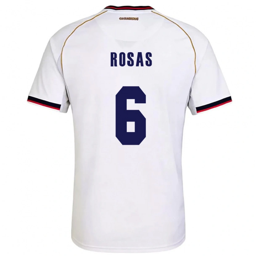 Danxen Hombre Camiseta Panamá Meredith Rosas #6 Blanco Rojo 2ª Equipación 26-28 La Camisa México