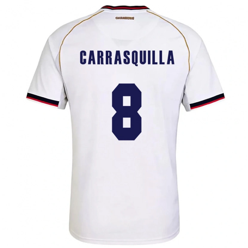 Danxen Hombre Camiseta Panamá Adalberto Carrasquilla #8 Blanco Rojo 2ª Equipación 26-28 La Camisa México