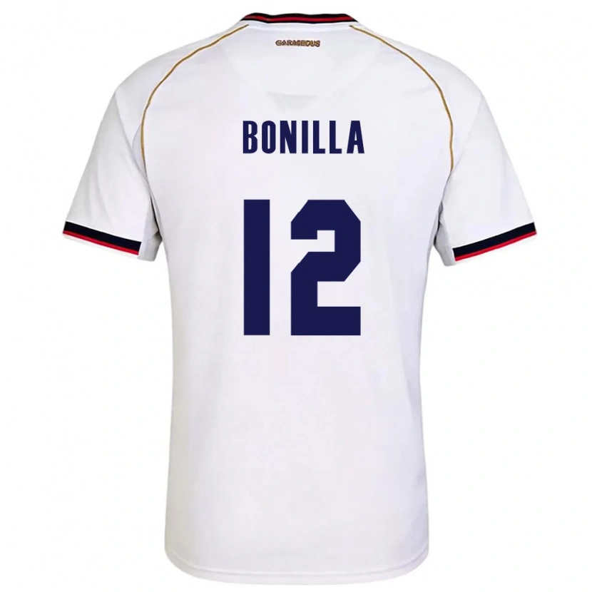 Danxen Hombre Camiseta Panamá David Bonilla #12 Blanco Rojo 2ª Equipación 26-28 La Camisa México