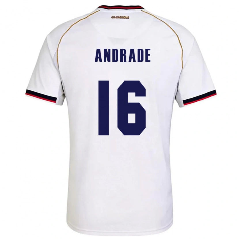 Danxen Hombre Camiseta Panamá Andrés Andrade #16 Blanco Rojo 2ª Equipación 26-28 La Camisa México