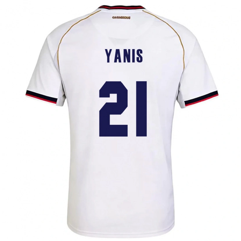 Danxen Hombre Camiseta Panamá César Yanis #21 Blanco Rojo 2ª Equipación 26-28 La Camisa México