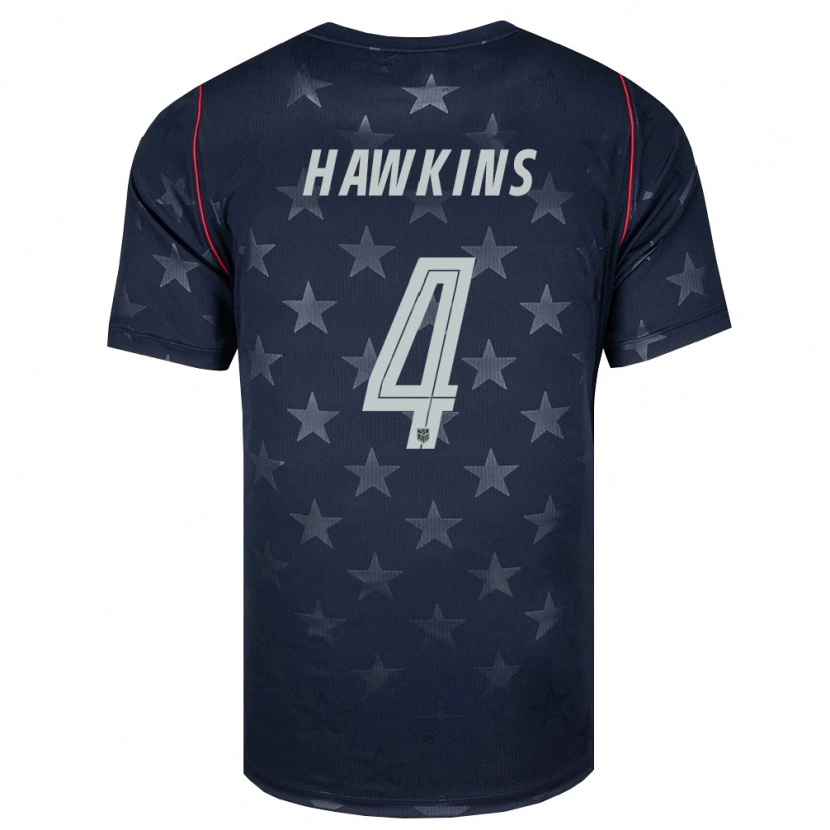 Danxen Hombre Camiseta Estados Unidos Stuart Hawkins #4 Negro Blanco Rojo 2ª Equipación 26-28 La Camisa México