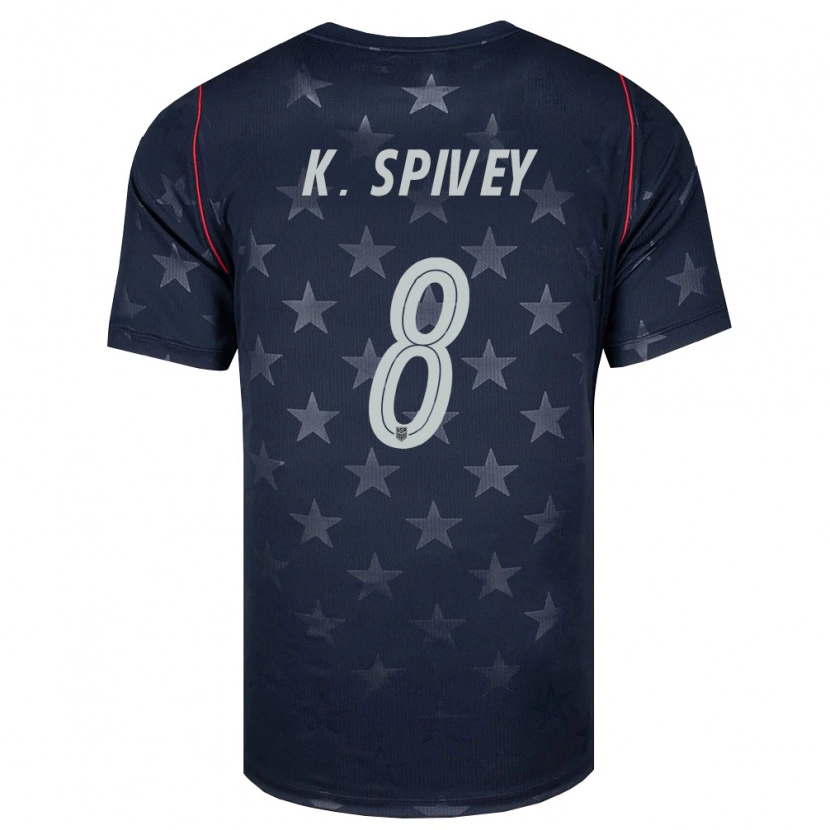 Danxen Hombre Camiseta Estados Unidos Kaedren Spivey #8 Negro Blanco Rojo 2ª Equipación 26-28 La Camisa México