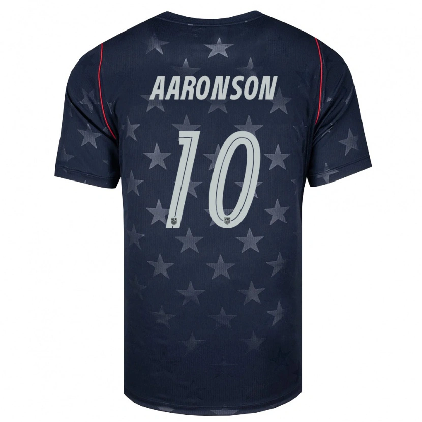 Danxen Hombre Camiseta Estados Unidos Paxten Aaronson #10 Negro Blanco Rojo 2ª Equipación 26-28 La Camisa México