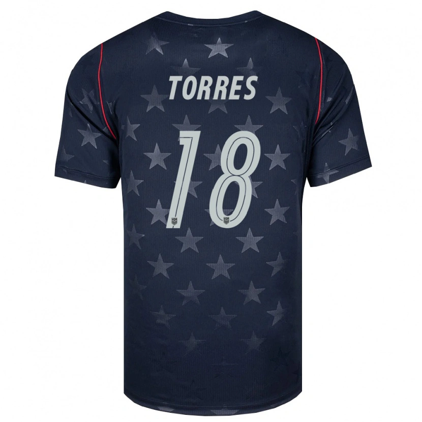 Danxen Hombre Camiseta Estados Unidos Ervin Torres #18 Negro Blanco Rojo 2ª Equipación 26-28 La Camisa México