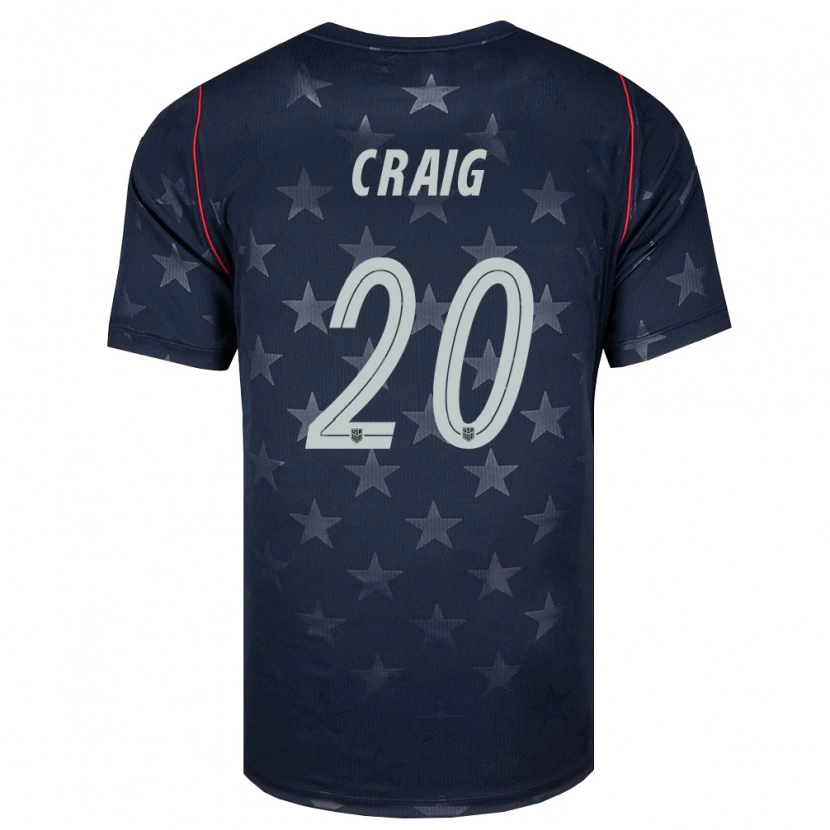 Danxen Hombre Camiseta Estados Unidos Brandan Craig #20 Negro Blanco Rojo 2ª Equipación 26-28 La Camisa México
