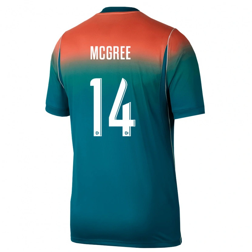 Danxen Hombre Camiseta Australia Riley Mcgree #14 Verde Rosa 2ª Equipación 26-28 La Camisa México
