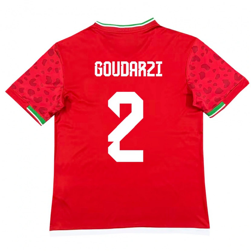 Danxen Hombre Camiseta Irán Bahram Goudarzi #2 Rojo Blanco 2ª Equipación 26-28 La Camisa México