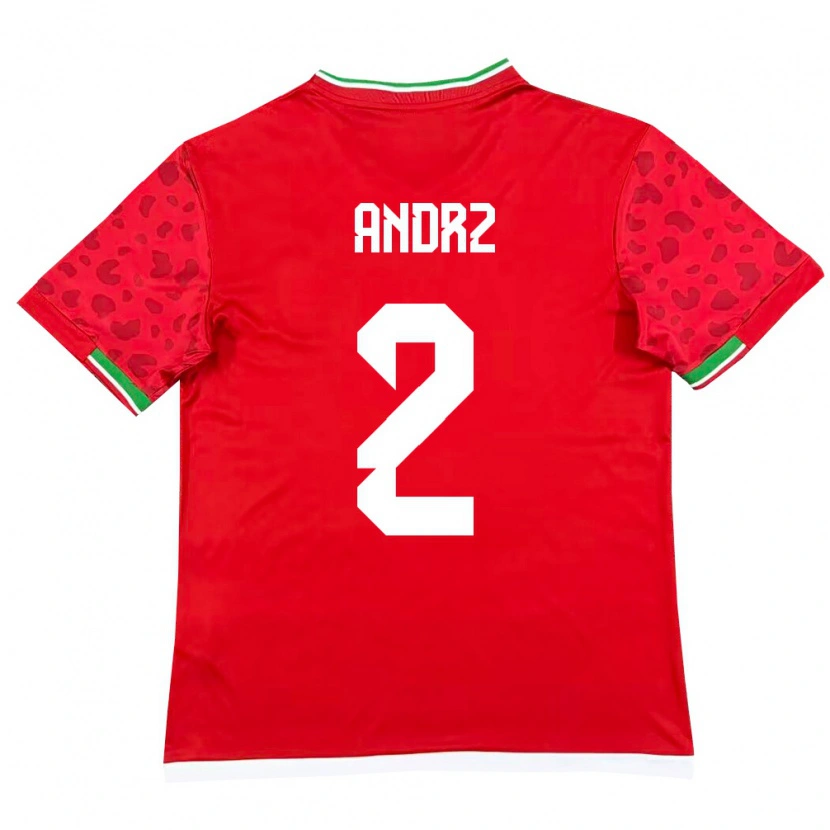 Danxen Hombre Camiseta Irán Nima Andrz #2 Rojo Blanco 2ª Equipación 26-28 La Camisa México
