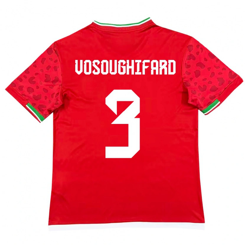 Danxen Hombre Camiseta Irán Arshia Vosoughifard #3 Rojo Blanco 2ª Equipación 26-28 La Camisa México