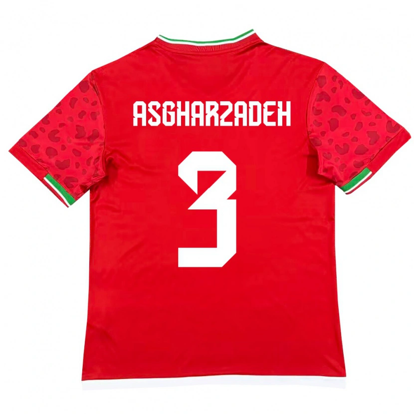 Danxen Hombre Camiseta Irán Ali Asgharzadeh #3 Rojo Blanco 2ª Equipación 26-28 La Camisa México