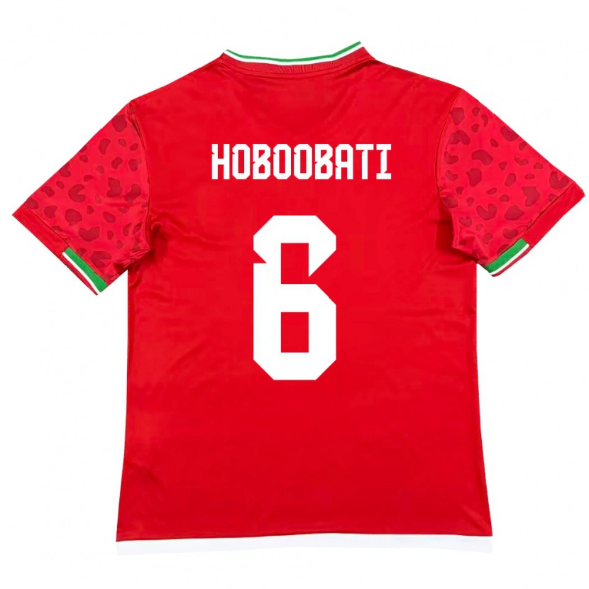 Danxen Hombre Camiseta Irán Samir Hoboobati #6 Rojo Blanco 2ª Equipación 26-28 La Camisa México