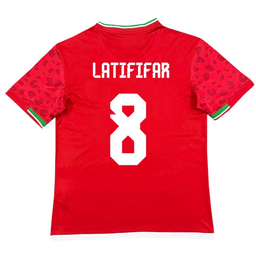 Danxen Hombre Camiseta Irán Pouria Latififar #8 Rojo Blanco 2ª Equipación 26-28 La Camisa México