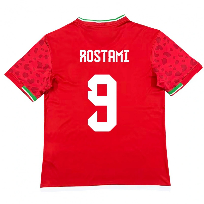 Danxen Hombre Camiseta Irán Yadegar Rostami #9 Rojo Blanco 2ª Equipación 26-28 La Camisa México