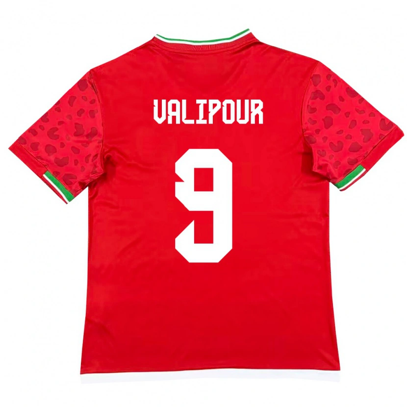 Danxen Hombre Camiseta Irán Amirreza Valipour #9 Rojo Blanco 2ª Equipación 26-28 La Camisa México