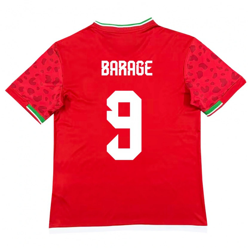 Danxen Hombre Camiseta Irán Yaghoub Barage #9 Rojo Blanco 2ª Equipación 26-28 La Camisa México