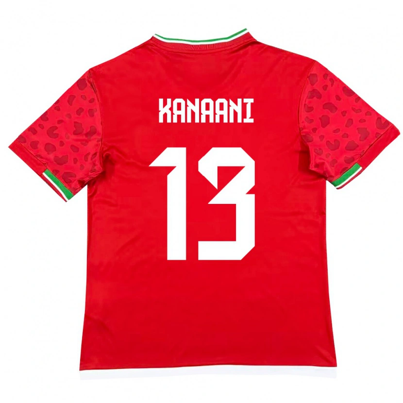 Danxen Hombre Camiseta Irán Hossein Kanaani #13 Rojo Blanco 2ª Equipación 26-28 La Camisa México