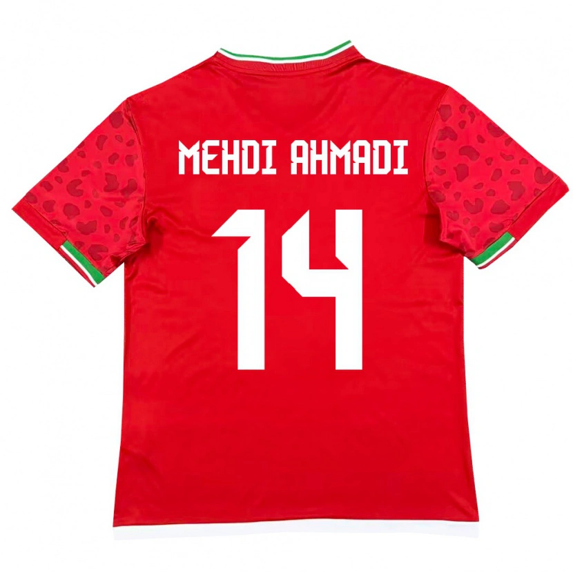 Danxen Hombre Camiseta Irán Mohammad Mehdi Ahmadi #14 Rojo Blanco 2ª Equipación 26-28 La Camisa México